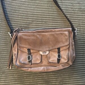Rag & Bone Small Field Messenger Bag Purse Grey  Brown Leather Grunge Y2K